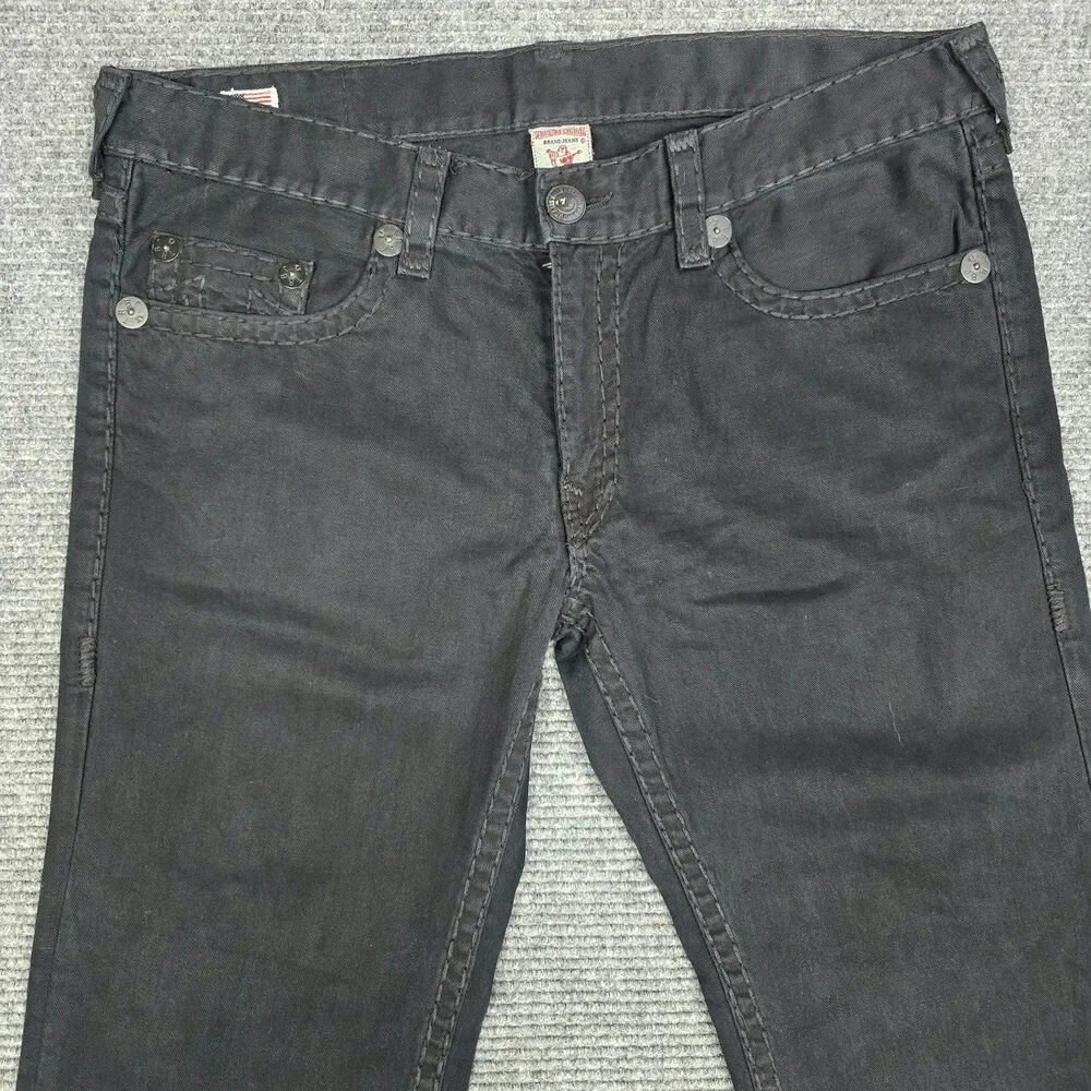 True Religion Jeans Mens Tag 40 Measures 42x34 Black Super T Straight Made USA